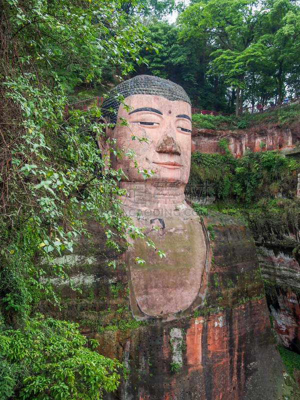 大菩萨,乐山,成都,最大,垂直画幅,巨大的,旅行者,户外,非凡的,佛教