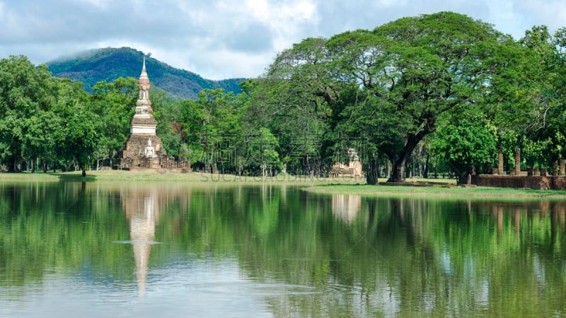 大城,纪念碑,水,湖,泰国,远古的,自然,平原,派克大街,树