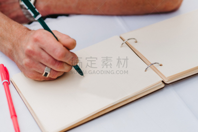 留言簿,传统,商务,部分,女人,酒店服务台,铃,服务铃,书