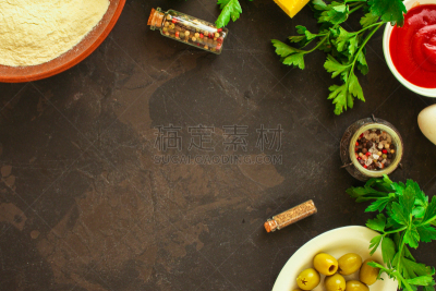 面粉,橄榄,蔬菜,食品,成分,小麦面团,背景,留白,酱汁,大于号