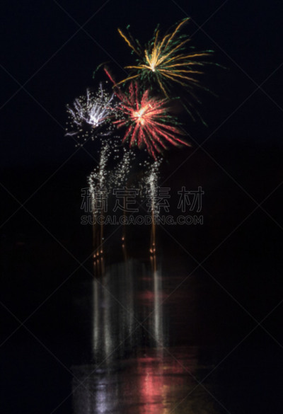 湖,焰火,弗兰克斯顿,纵火罪,垂直画幅,水,美国国庆日,新年,夏天,户外