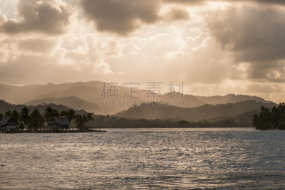天空,棕榈树,风景,地形,在上面,岛,水,曙暮光,夏天,湖