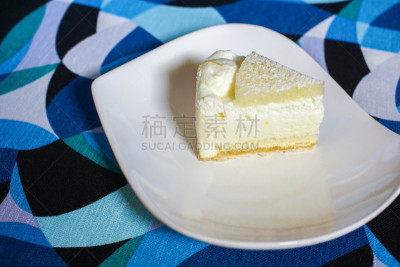 盘子,切片食物,白色,柠檬乳酪蛋糕,奶制品,褐色,水平画幅,乳酪蛋糕,十字形,奶油