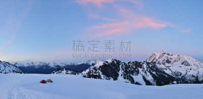 舒克森山,帐篷,水平画幅,雪,无人,全景,户外,山,华盛顿州,贝克尔山