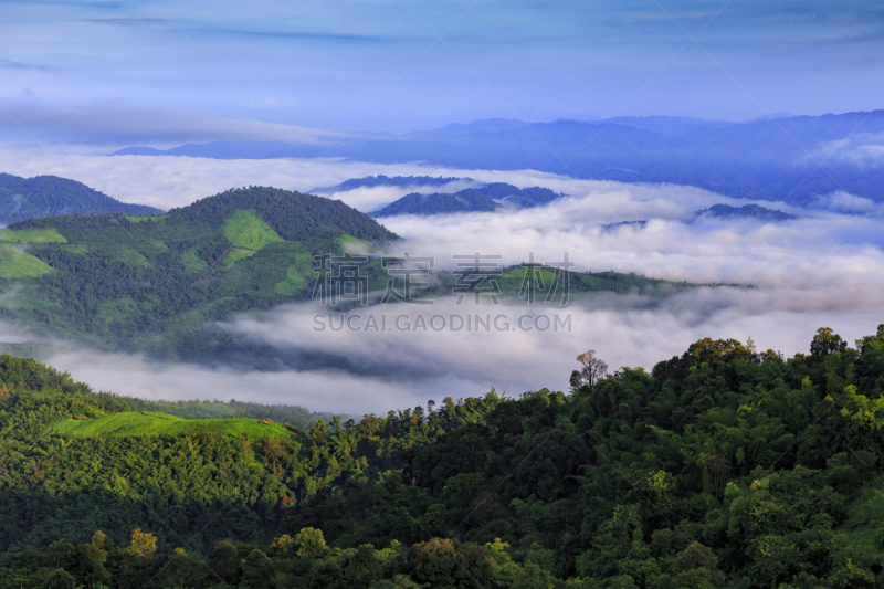 泰国,山,雨,面粉,清迈省,清莱府,峭壁,天空,水平画幅