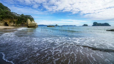 海滩,cathedral cove,科罗曼德尔半岛,新西兰,洞穴,两只动物,水,美,水平画幅,沙子