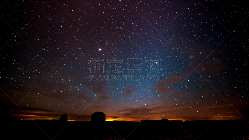 纪念碑山谷,天空,夜晚,在上面,纪念碑谷部落公园,孤峰群,纳瓦霍族,巨石,纪念碑,水平画幅