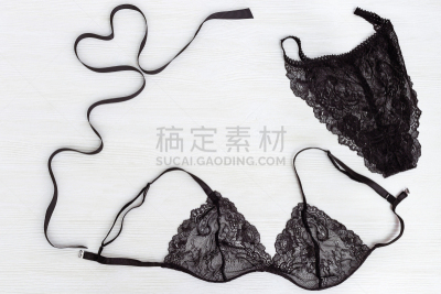 女人,黑色,花边,丝绸,概念,时尚,美,留白,缎带,心型