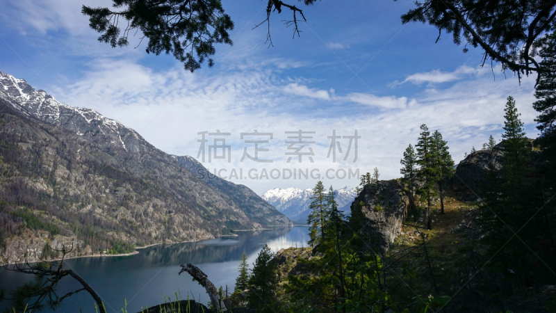 澈兰湖,华盛顿州,天空,蓝色,山脉,徒步旅行,春天,蓝湖,湖岸,小路