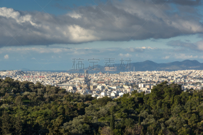 雅典卫城,雅典,希腊,全景,城市,非凡的,利卡维特斯山,布拉克普拉卡,宙斯,巴特农神庙