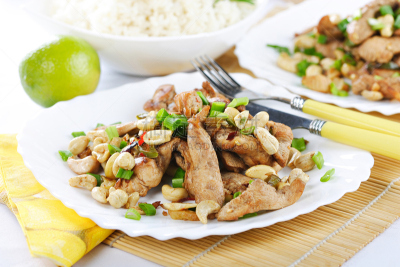 肉,焖菜,腰果,胡萝卜,水平画幅,无人,排骨,餐刀,膳食,特写