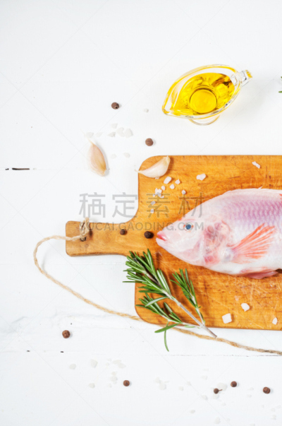 白色,木制,罗非鱼,清新,背景,垂直画幅,无人,椒类食物,生食,海产
