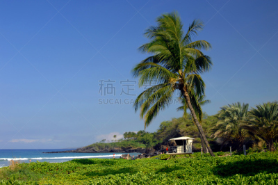 夏威夷大岛,海滩,公园,柯哈拉海滩,救生员,水,天空,休闲活动,水平画幅,沙子