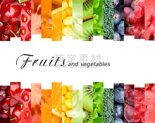 清新,蔬菜,水果,合成图像,边框,水平画幅,素食,维生素,组物体,西红柿