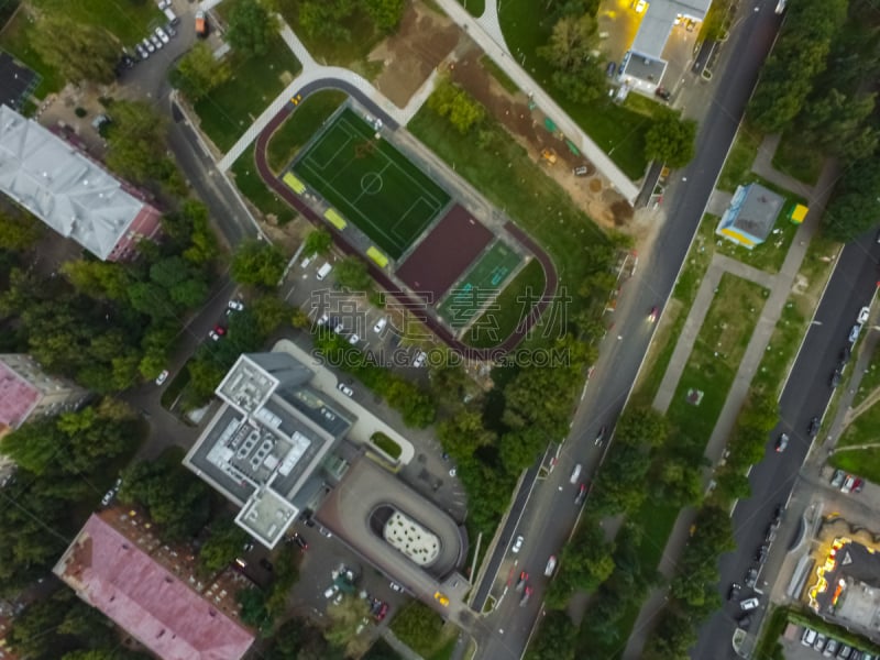 都市风景,在上面,摄像机拍摄角度,横截面,云景,曙暮光,顶部,公路,现代,户外