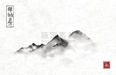 背景,雾,墨水,山,糯米纸,高雅,永远,烟灰墨,绘制