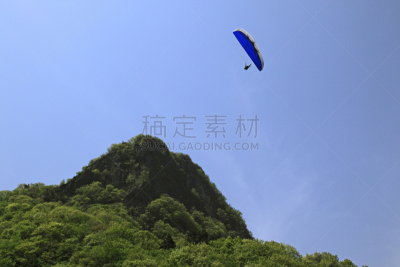 高崖跳伞,无人,运动,图像,天空,水平画幅,关东地区,蓝色,富冈町,日本