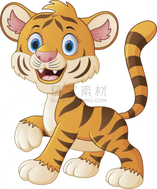 可爱的 卡通 虎 婴儿 背景分离 美术工艺 野生动物 狩猎动物 动物嘴 哺乳纲图片素材下载 稿定素材