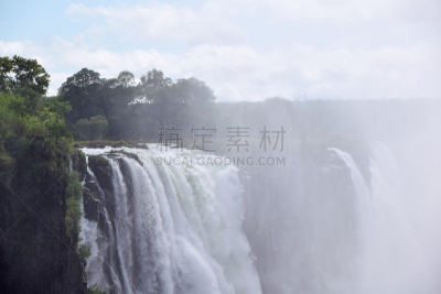 魔鬼瀑布,津巴布韦,维多利亚瀑布,莫西奥图尼亚瀑布,赞比西河,赞比亚,雨季,水,水平画幅,枝繁叶茂