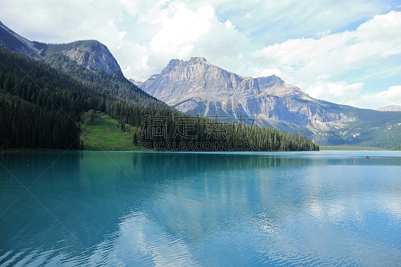 阿尔伯塔省,加拿大,翡翠湖,翡翠绿宝石,松树,水平画幅,地形,岩石,无人,户外
