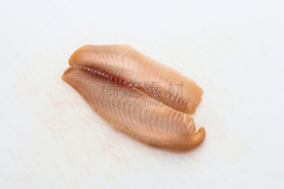 罗非鱼,比目鱼,饮食,水平画幅,高视角,无人,生食,白色背景,海产,影棚拍摄