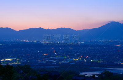颐达,黄昏,城市,长野县,天空,美,里山,水平画幅,透过窗户往外看