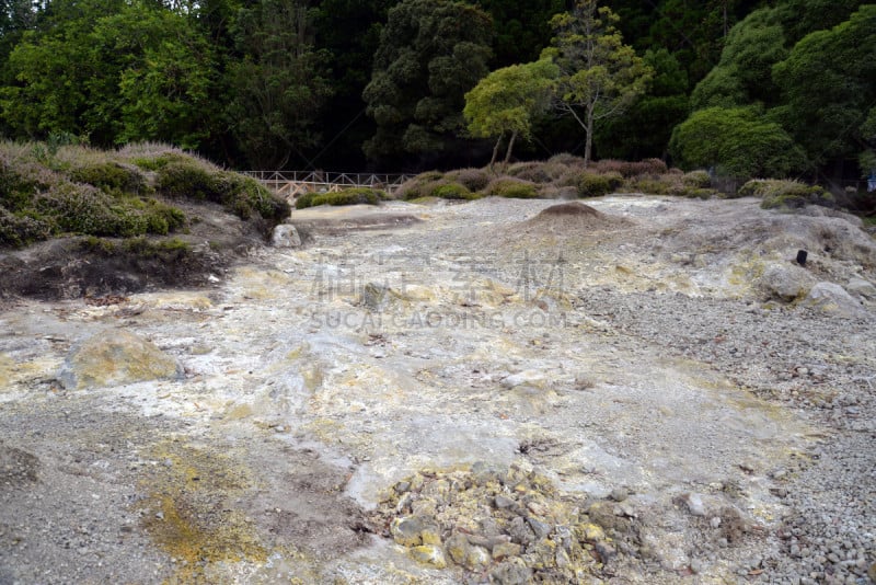 亚速尔群岛,山谷市,火山湖,水,水平画幅,弗纳斯山谷,无人,火山喷口,大西洋群岛,蒸汽