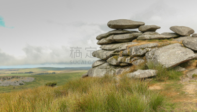 英格兰,康沃尔,山,云景,自然界的状态,黄昏,英国,草,摩尔人风格,岩石