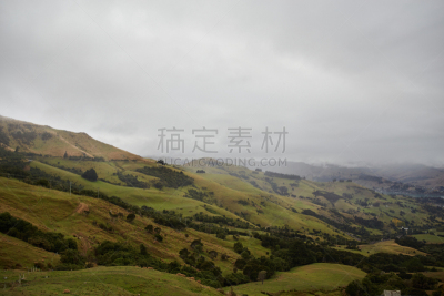 山,akaroa,高处,海港,看风景,水,天空,水平画幅,无人
