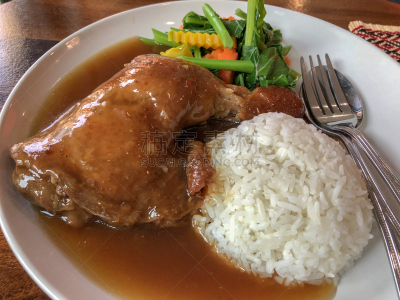 米,炖食,鸡肉,饮食,水平画幅,无人,膳食,特写,泰国,盘子