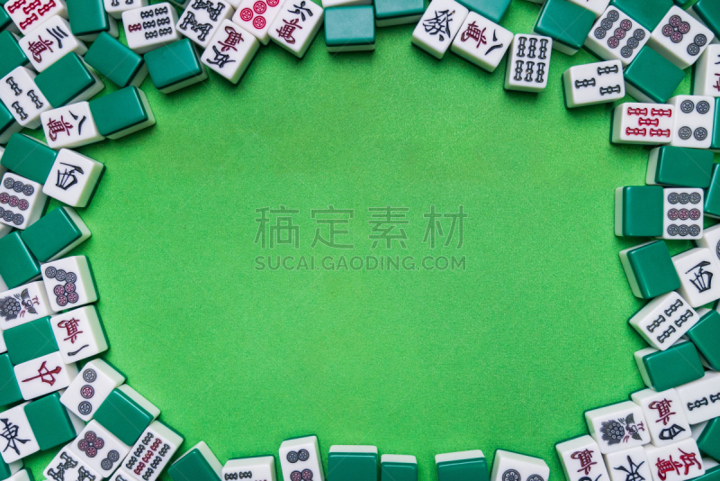 麻将,瓷砖,翘起大拇指,绿色背景,充满的,汉字,中文,骰子,龙