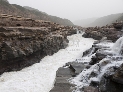瀑布,河流,黄色,脚印,水,褐色,沟壑,水平画幅,山,当地著名景点
