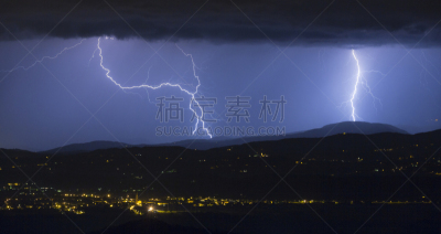 能力,水,暴风雨,能源,夜晚,夏天,气候与心情,电源,雨,乌云