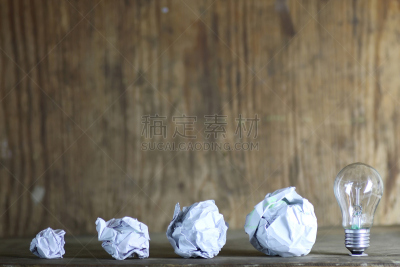 灯,弄皱的,钨的视觉图,废纸团,废纸篓,灯丝,球,新的,文档,完美