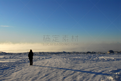 阴影,阿拉斯加,地形,冻结的,一个人,寂寞,水,水平画幅,雪,火山地形