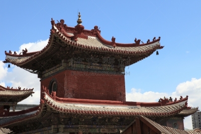 修道院,乌兰巴托,美洲驼羊,水平画幅,佛,建筑,寺庙,亚洲,蒙古,genghis khan