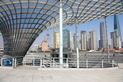 建筑,上海,现代,水平画幅,无人,城市天际线,散步道,建筑外部,户外,浦东