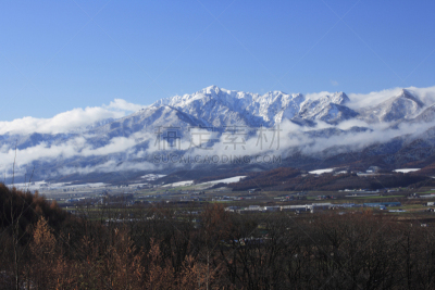 雪,自然,天空,水平画幅,地形,富良野盆地,秋天,无人,蓝色,日本