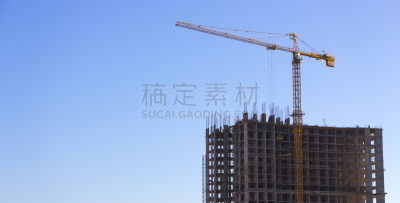 天空,建筑业,工业,起重机,蓝色,黄色,重的,提举,市区路,建筑设备