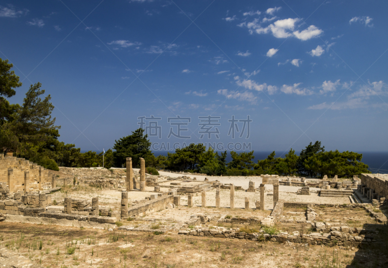 过去,多利安式,罗德岛,雅典卫城,人类居住地,希腊,围墙,古董,著名景点,绿松石色