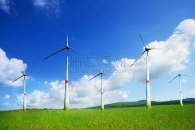 大量物体,风轮机,自然美,天空,水平画幅,风力,能源,无人,涡轮,夏天