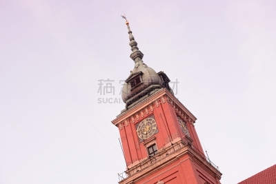 华沙,古城,水平画幅,高视角,无人,东欧,曙暮光,户外,都市风景,屋顶
