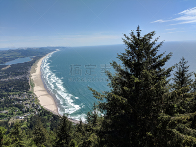 常绿灌木海滩,水,天空,美,俄勒冈州,俄勒冈郡,水平画幅,云,山,沙子