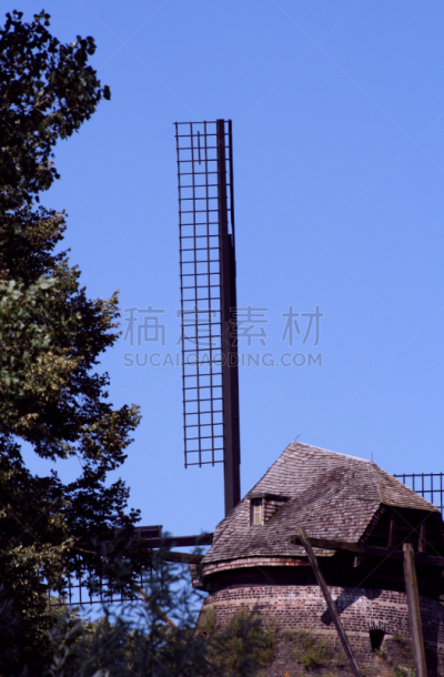 蓝色,风车,天空,机翼,垂直画幅,无人,城墙加防御的,夏天,太阳,彩色图片