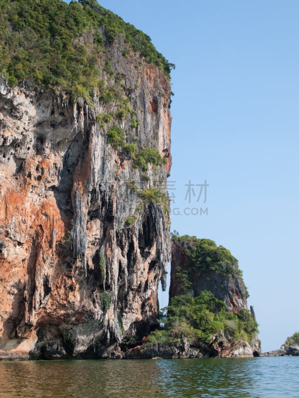 悬崖,泰国,甲米,莱雷海滩,自然,垂直画幅,水,地形,岩石,无人