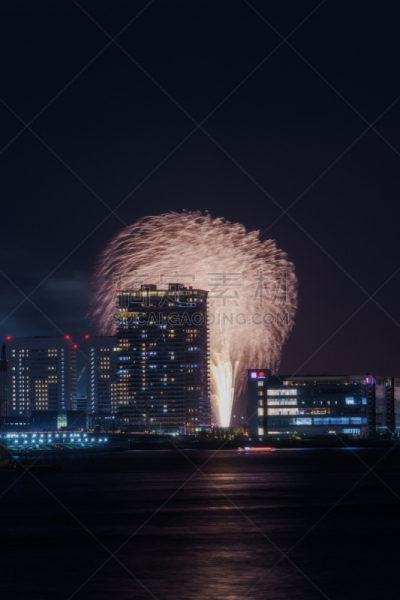 焰火,冬天,东京,垂直画幅,夜晚,无人,海港,江东区,滨水,都市风景
