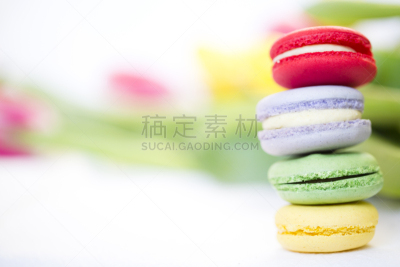 蛋白杏仁饼,春天,复活节,饼干,水平画幅,郁金香,无人,蛋糕,法式食品,仅一朵花