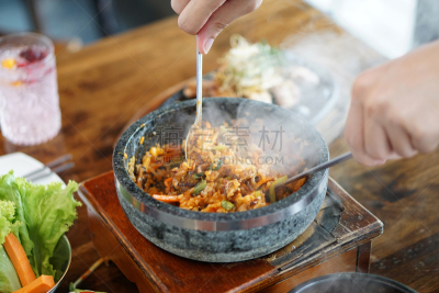 蔬菜,多样,米,蒸菜,拌饭,朝鲜半岛,锅,猪肉,热石按摩