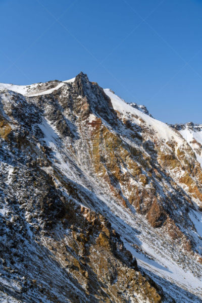 山,火山口,围墙,自然,万代山,垂直画幅,风景,图像,雪,福岛县