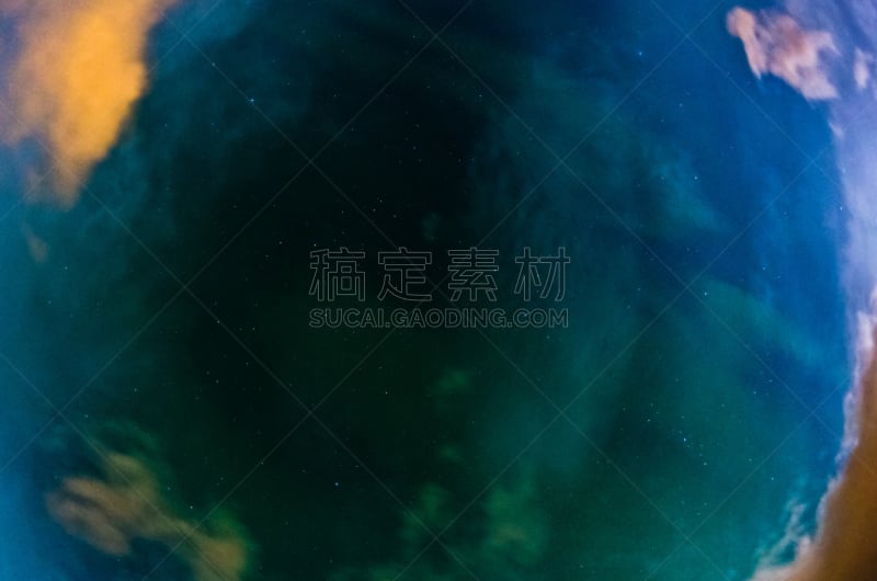 星系,月亮,北极光,阿库雷里,在上面,天空,水平画幅,夜晚,冰岛国,极光